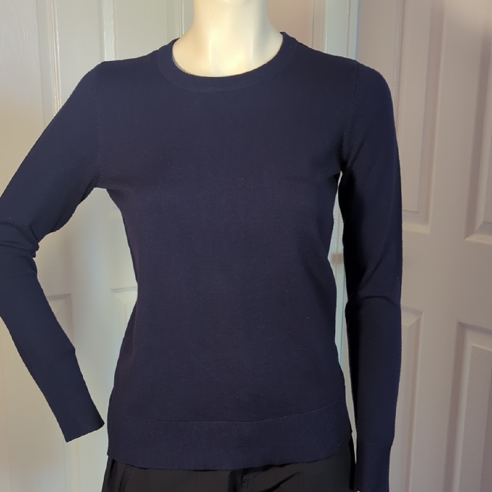 Fuinloth Navy Blue Long Sleeve Sweater